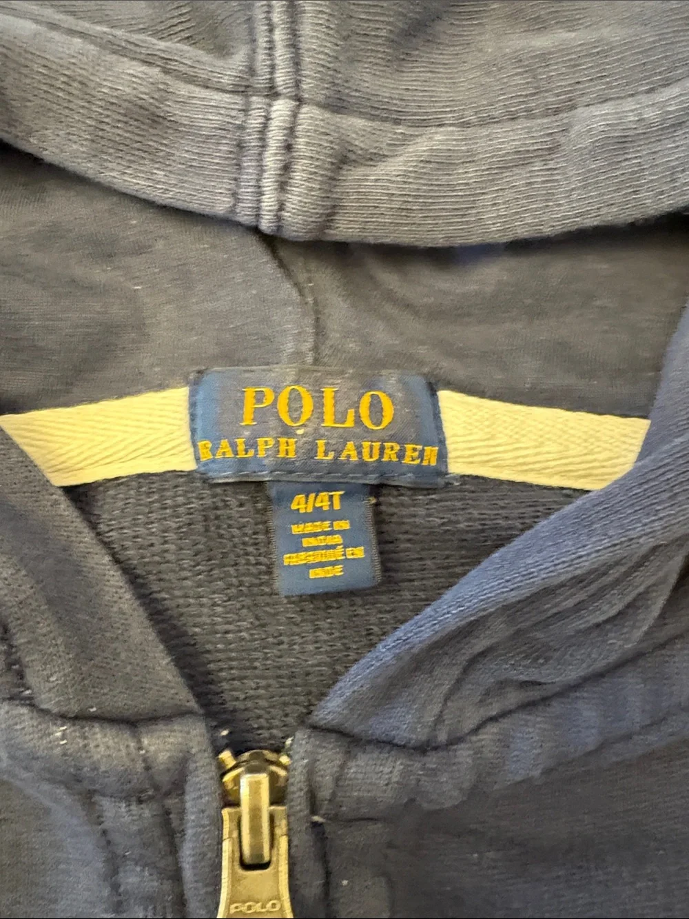 Polo Ralph Lauren Kids Navy Zip-Up Hooded Sweatshirt with Polo Pony - size 4/4T